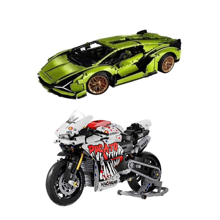 Bugatti Chiron - 3.599 Piezas o Lamborghini Sian - 3.696 Piezas + Moto de regalo 9