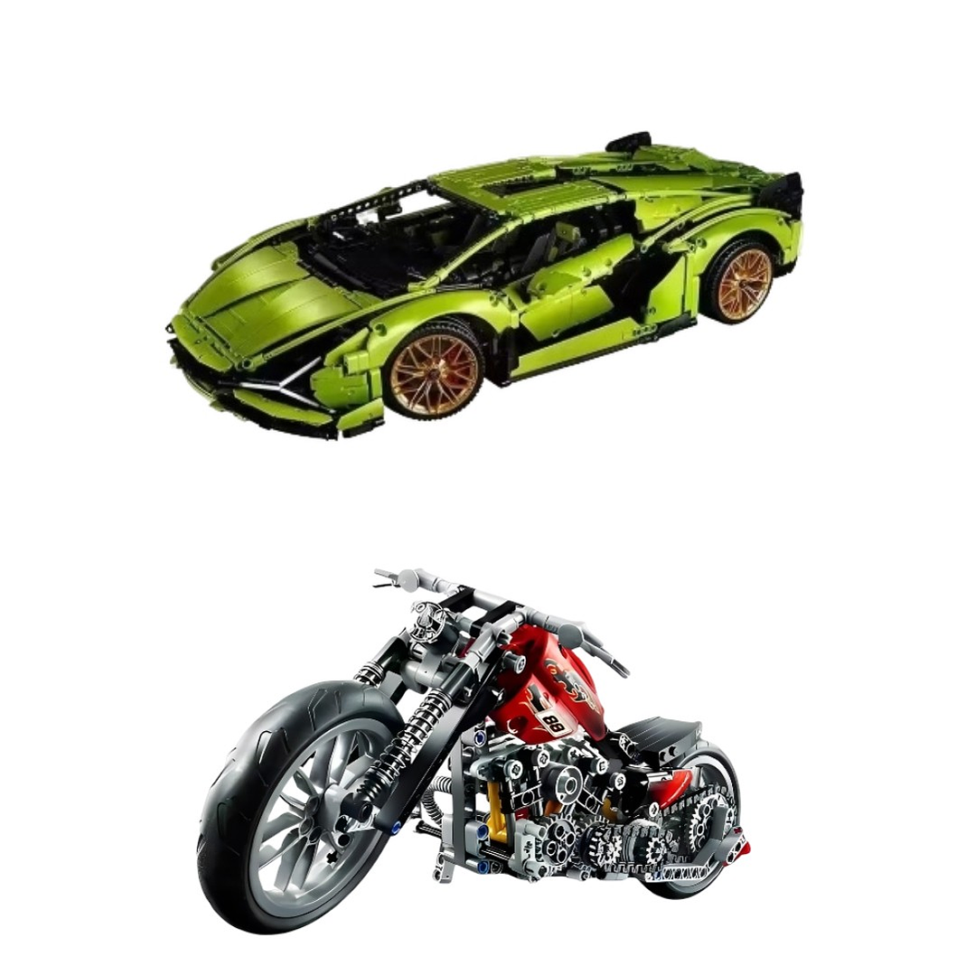 Bugatti Chiron - 3.599 Piezas o Lamborghini Sian - 3.696 Piezas + Moto de regalo 10