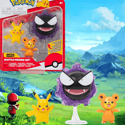 GASTLY-PIKACHU-TEDDIURSA/BATTLE FIGURES SET 