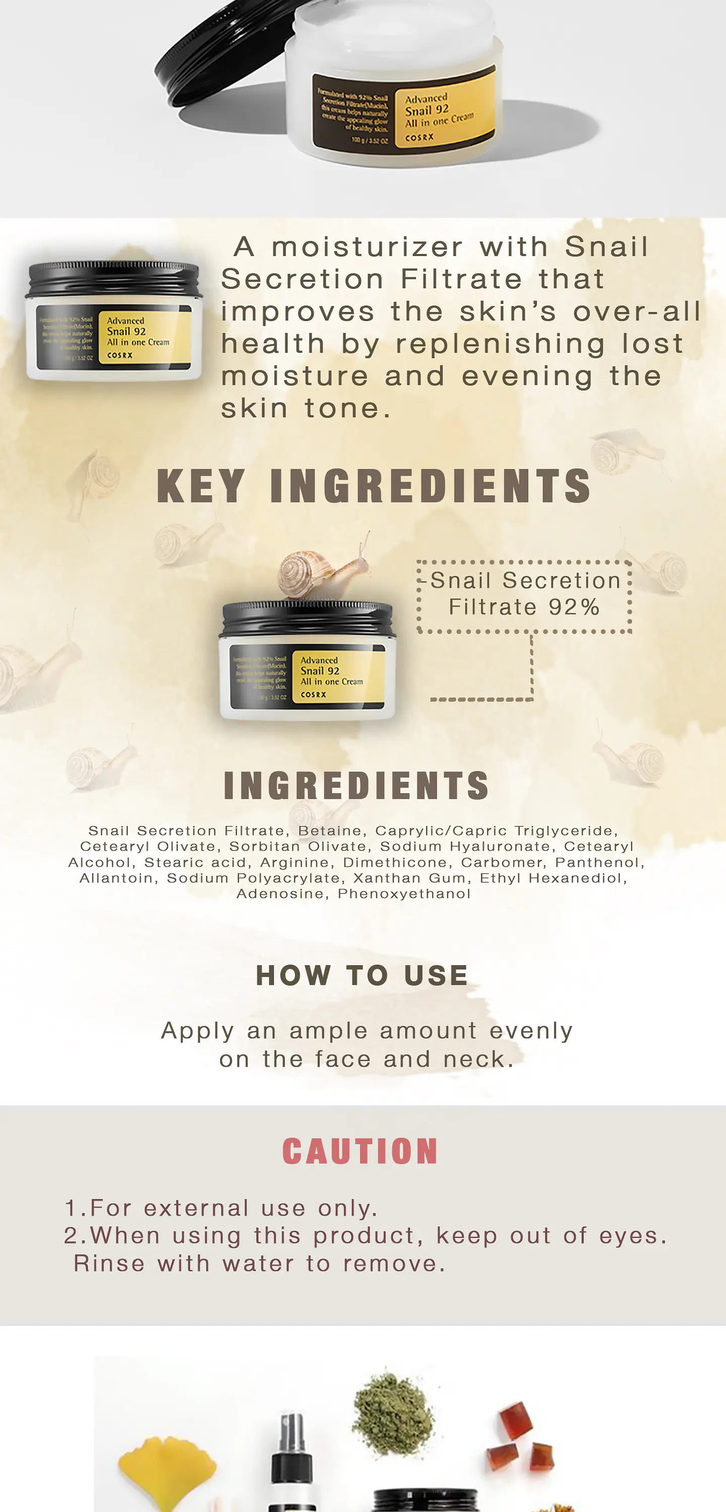 Advanced Snail 92 All in one Cream (COSRX) 100ml Crema 92% baba de caracol 3