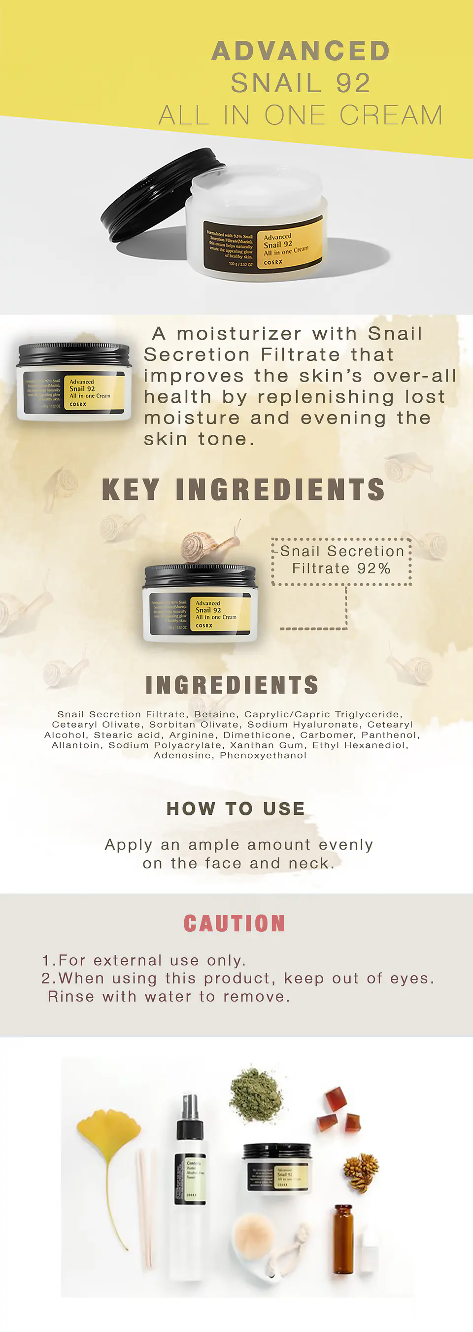 Advanced Snail 92 All in one Cream (COSRX) 100ml Crema 92% baba de caracol 3