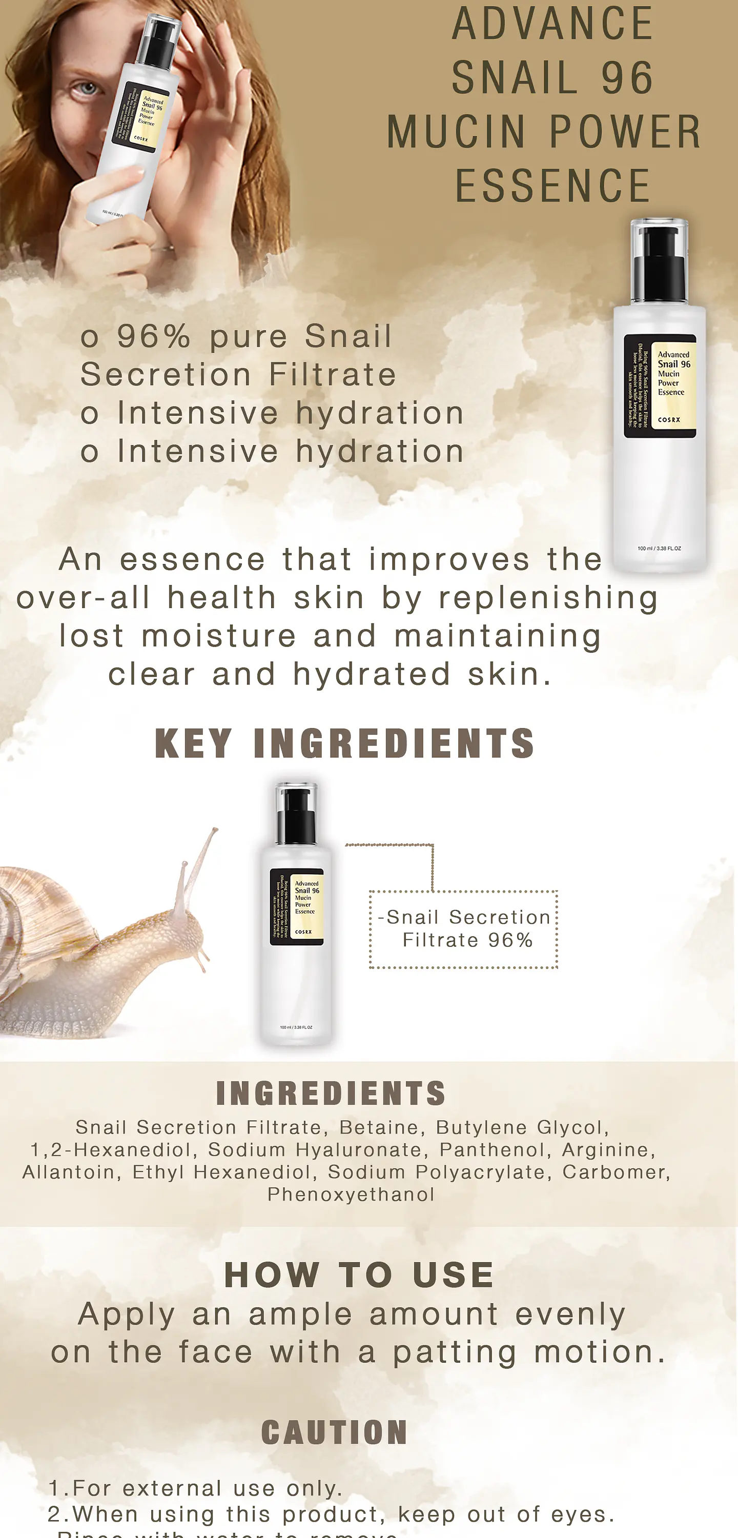 Advanced Snail 96 Mucin Power Essence (COSRX) - 100ml Esencia 96% baba de caracol 3