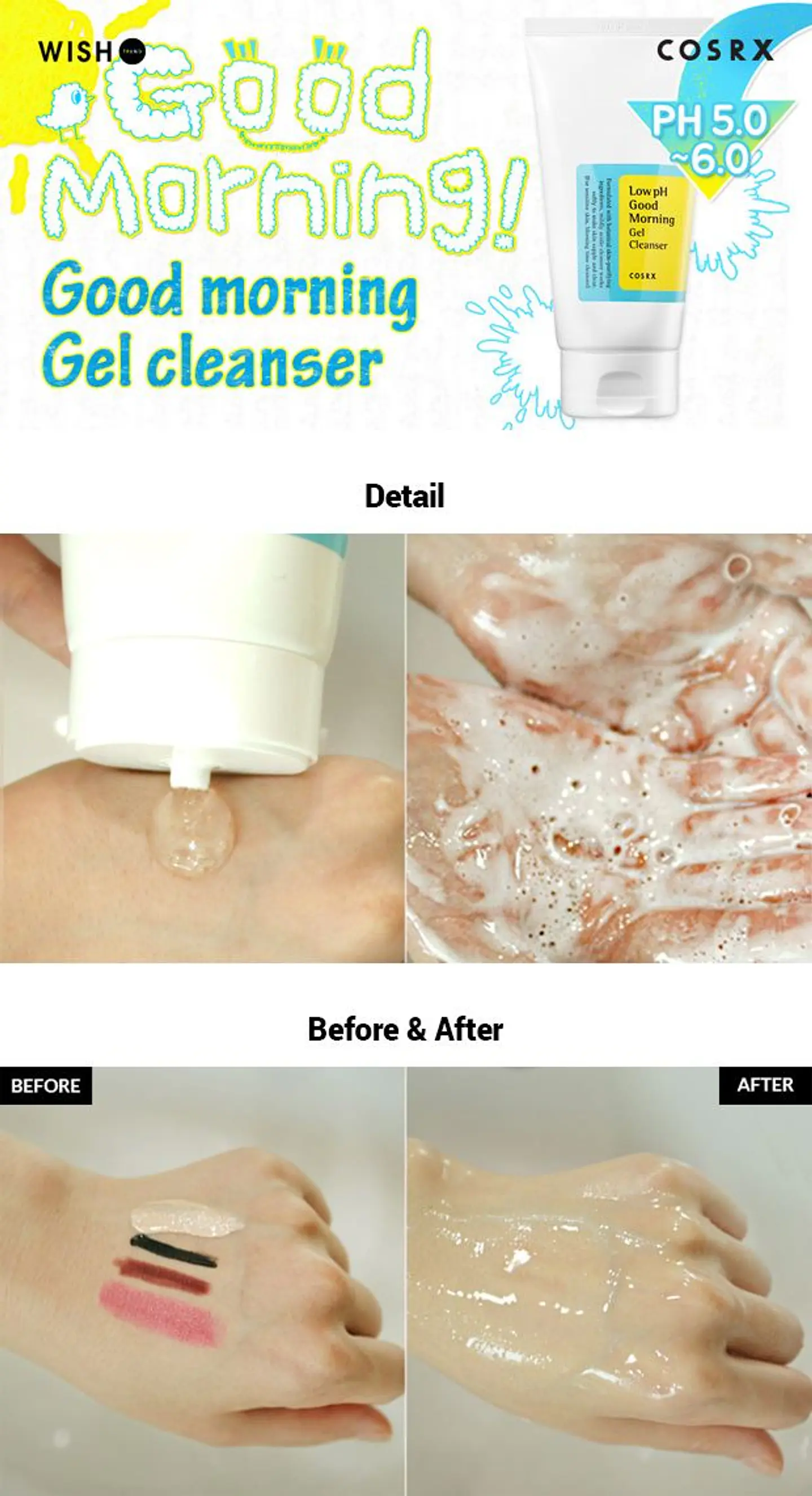 Low pH Good Morning Gel Cleanser (COSRX) - 150 ml  Espuma limpiadora Pieles sensibles 4