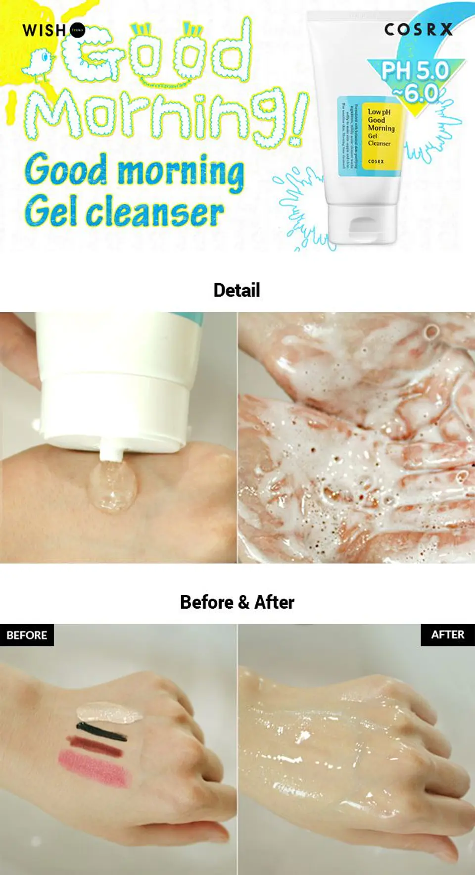 Low pH Good Morning Gel Cleanser (COSRX) - 150 ml  Espuma limpiadora Pieles sensibles 4