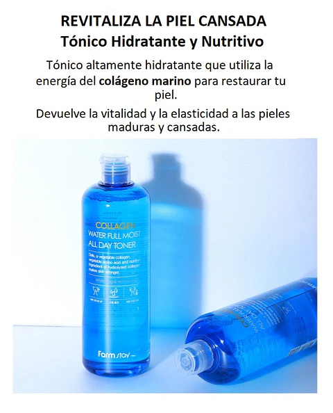 Collagen Water Full Moist All Day Toner (Farm Stay) -200ml Tónico de Colágeno y niacinamida