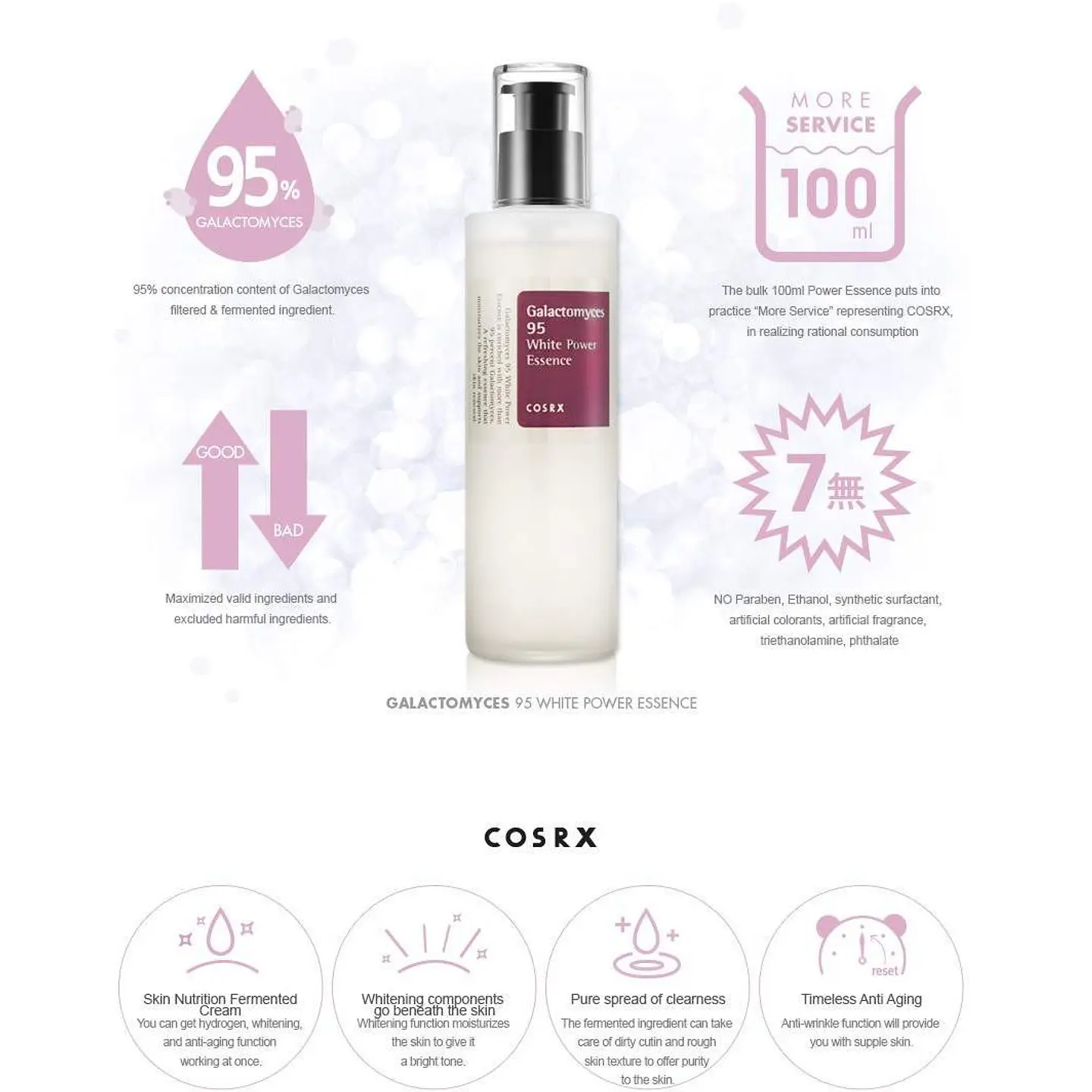 Galactomyces 95 Tone Balancing Essence (COSRX) - 100ml Esencia aclarante antiedad 95% galacomyces + 2% niacinamida 1