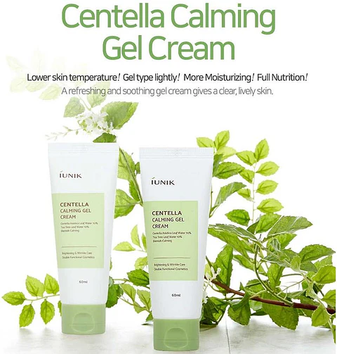 Centella Calming Gel Cream (IUNIK) 60ml Crema calmante  pieles problemáticas 72% centella asiática anti acné y rosácea 