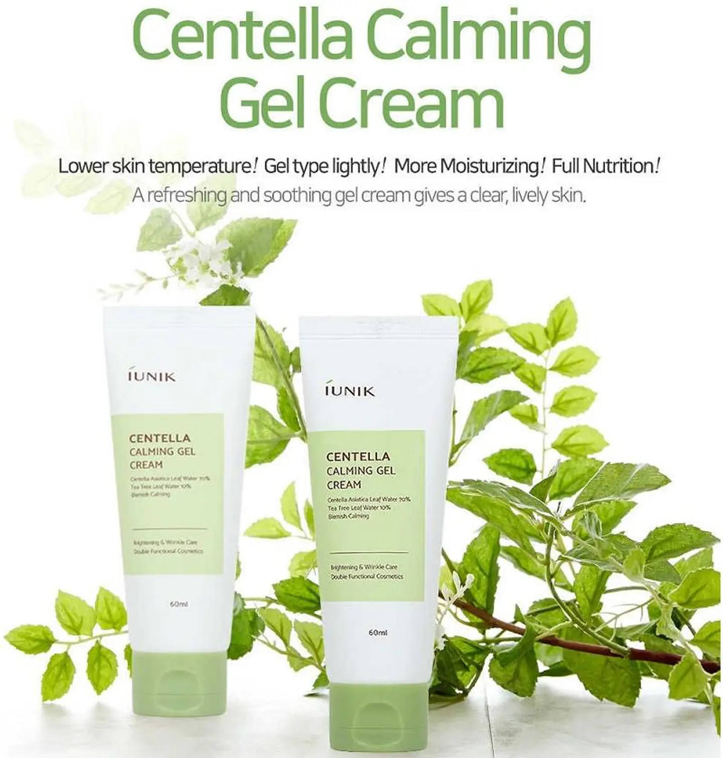 Centella Calming Gel Cream (IUNIK) 60ml Crema calmante  pieles problemáticas 72% centella asiática anti acné y rosácea  1