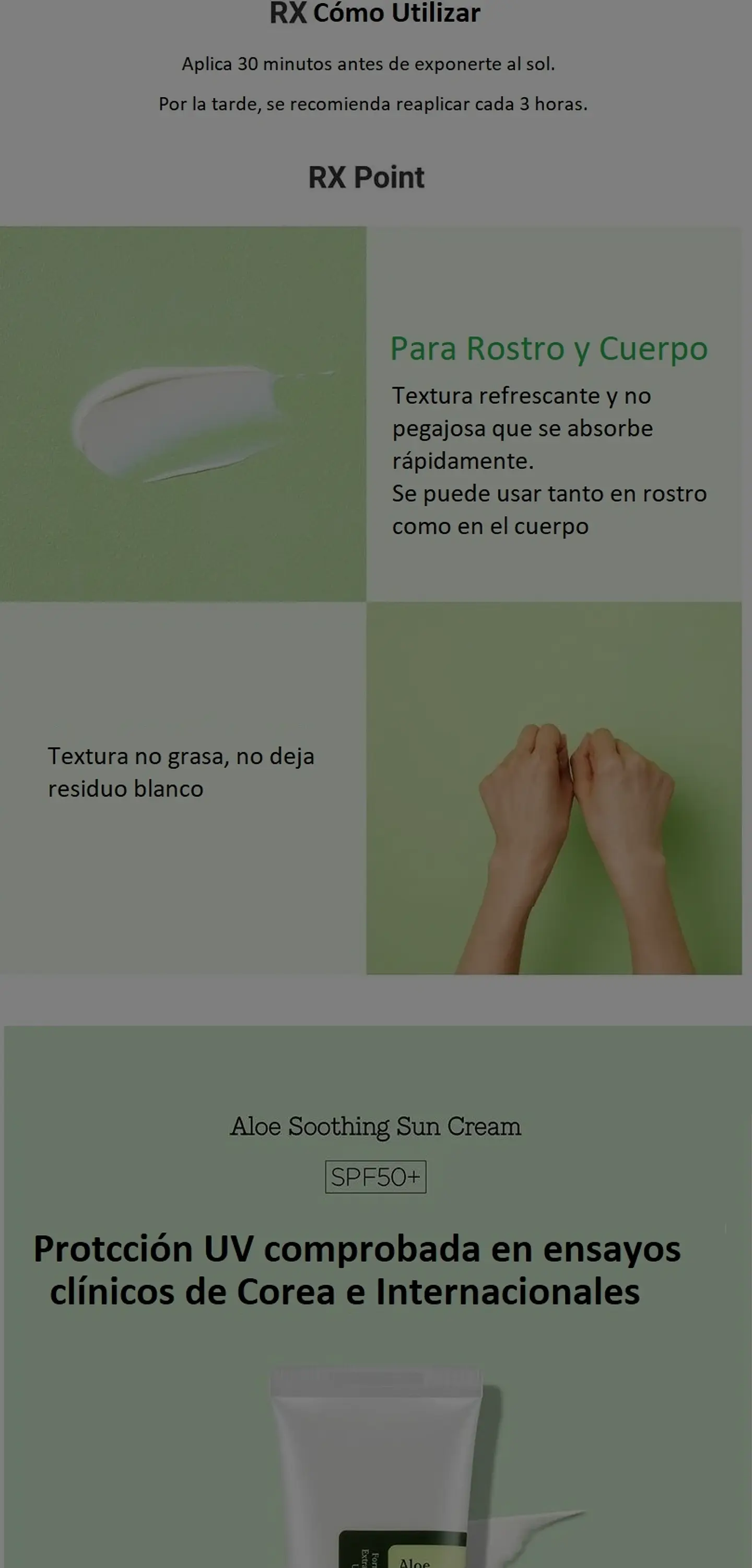 Aloe Soothing Sun Cream SPF50+/PA+++ (COSRX) - 50ml Protector solar aloe vera pieles sensibles 11