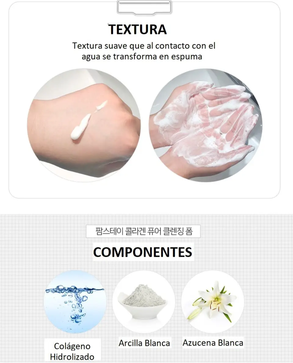 Collagen Pure Cleansing Foam (Farm Stay) - 180ml Espuma limpiadora antienvejecimiento 5