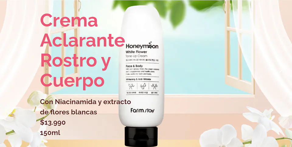 Honeymoon White Flower Tone-Up Cream (Farm Stay) - 150ml Crema aclarante con niacinamida y extracto de flores blancas 3