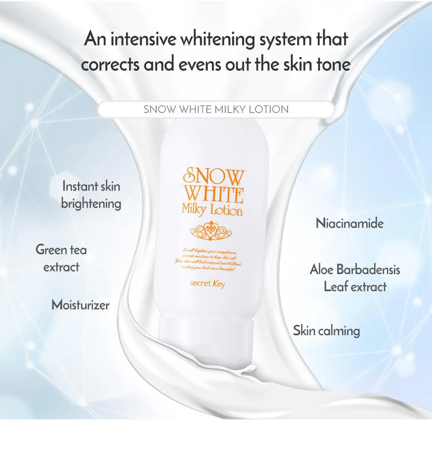PRÓXIMAMENTE Snow White Milky Lotion (Secret Key) - 120 ml Loción aclarante para cuerpo y rostro pieles sensibles 5