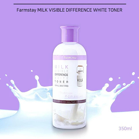 Milk Visible Difference Moisture Toner (Farm Stay) -350 ml Tónico aclarante y nutritivo de leche