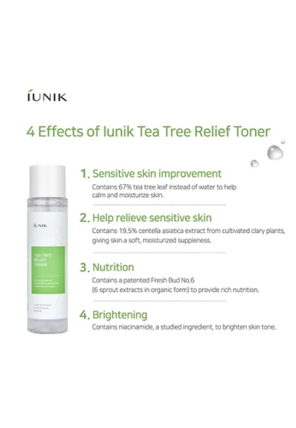 Tea Tree Relief Toner (iUNIK) - 200ml Tónico 67% árbol de té y centella para pieles grasas 4