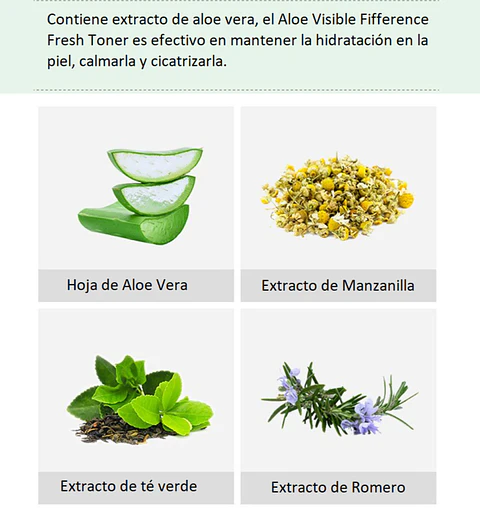Aloe Visible Difference Fresh Toner (Farm Stay) - 350ml Tónico aloe vera, té verde y hierbas