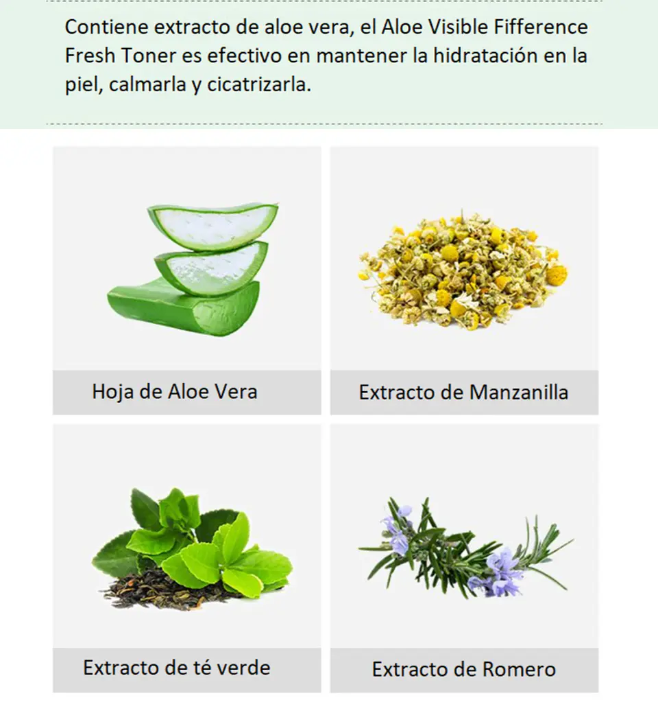 Aloe Visible Difference Fresh Toner (Farm Stay) - 350ml Tónico aloe vera, té verde y hierbas 2