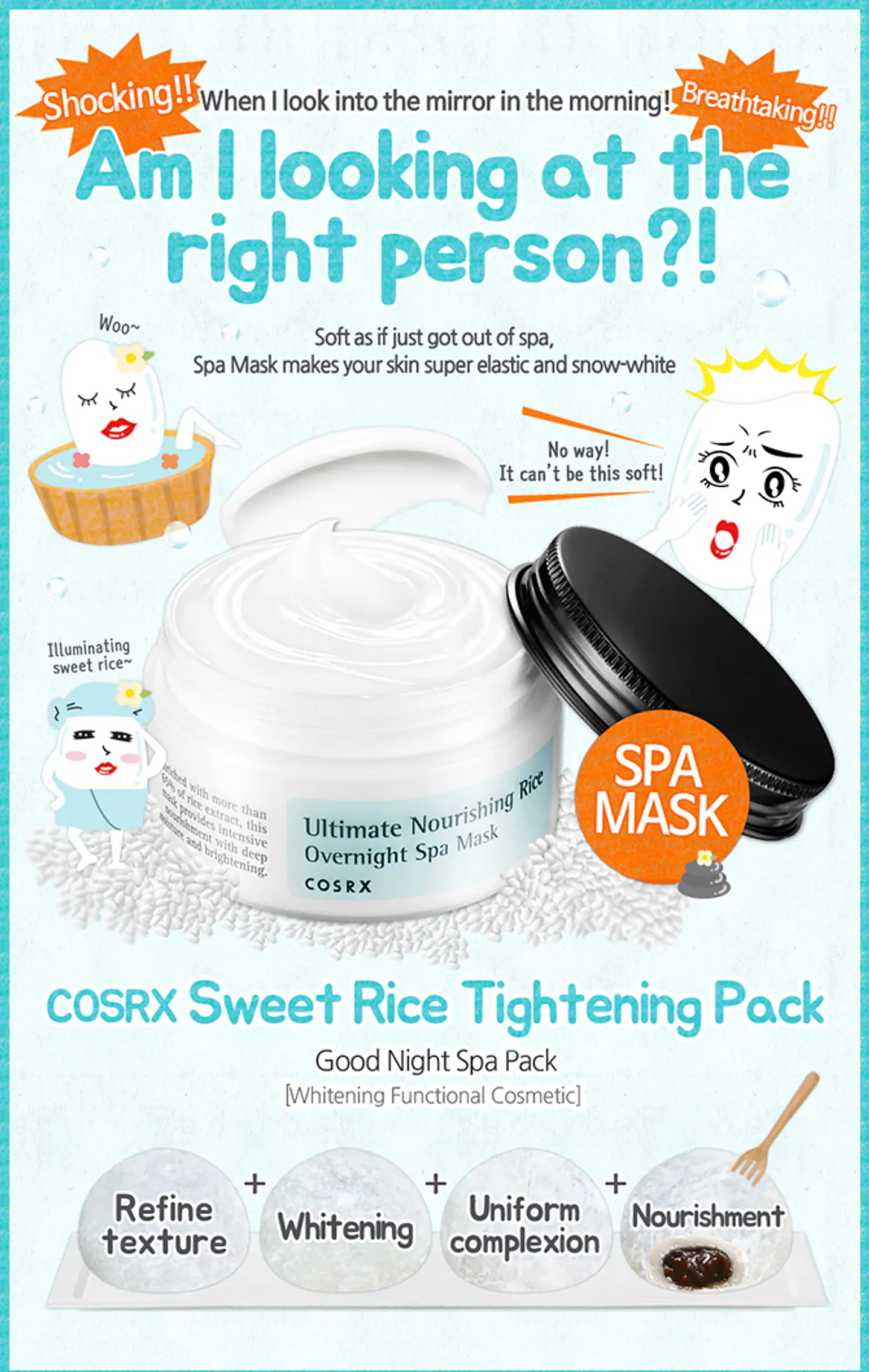 PRÓXIMAMENTE Ultimate Nourishing Rice Overnight Spa Mask (COSRX) - 60ml Mascarilla nocturna aclarante e hidratante 2