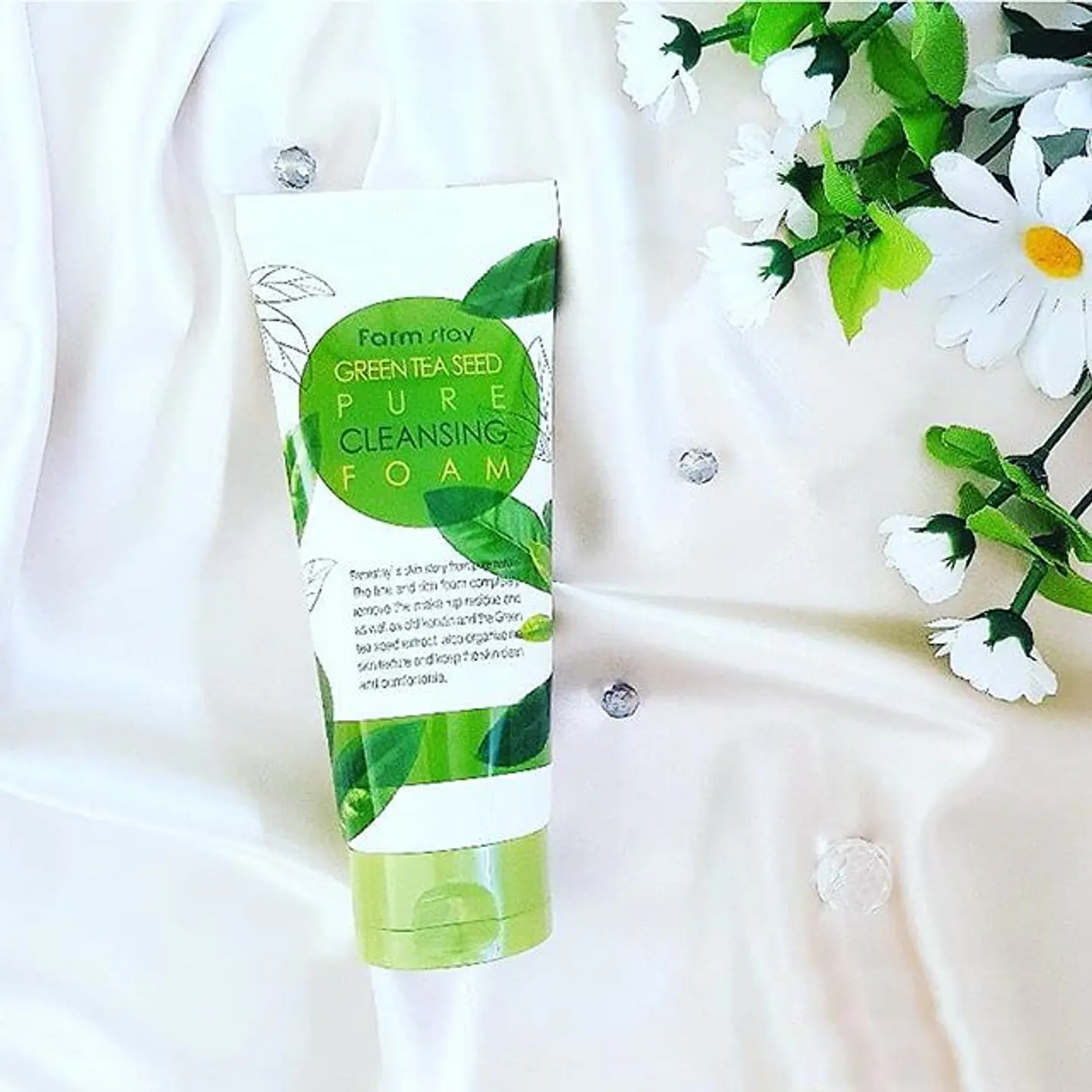 Green Tea Seed Pure Cleansing Foam (Farm Stay) -180ml Espuma limpiadora pieles mixtas y grasas, 6