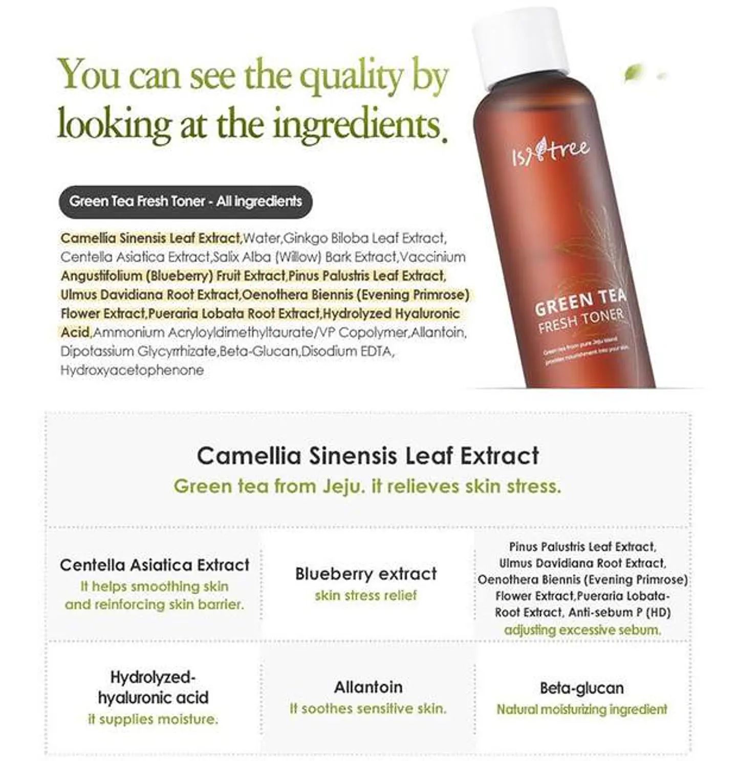 PRÓXIMAMENTE Green Tea Fresh Toner (Isntree) -200ml Tónico 80% té verde pieles mixtas y grasas  7