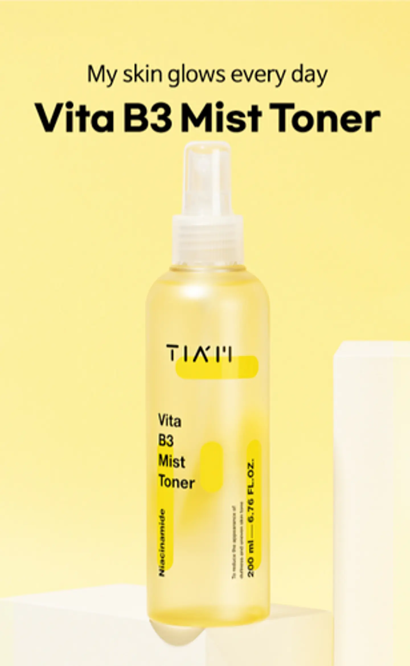 Vita B3 Mist Toner (TIAM) - 200ml Tónico aclarante con 3% Niacinamida y Vitamina C 1