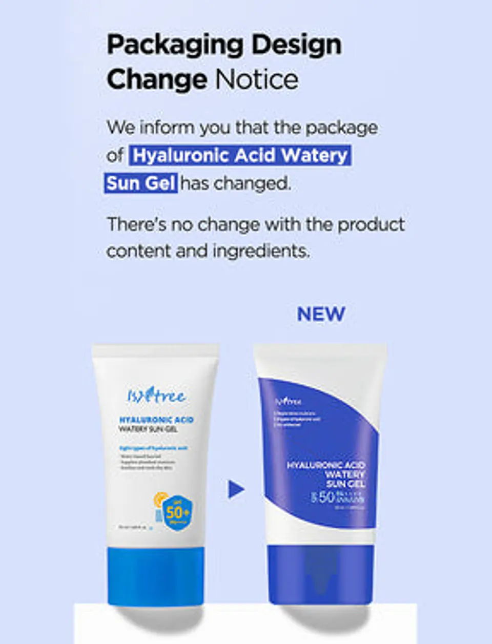 Hyaluronic Acid Watery Sun Gel SPF50+ / PA++++(Isntree) - 50ml Protector solar hidratante muy ligero  5