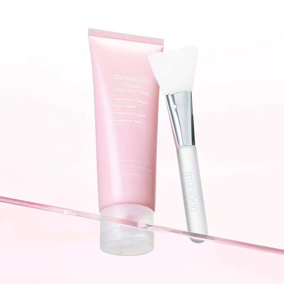 Collagen Glass Skin Mask (Mixsoon)  -80ml Mascarilla de colágeno iluminadora efecto glow 4