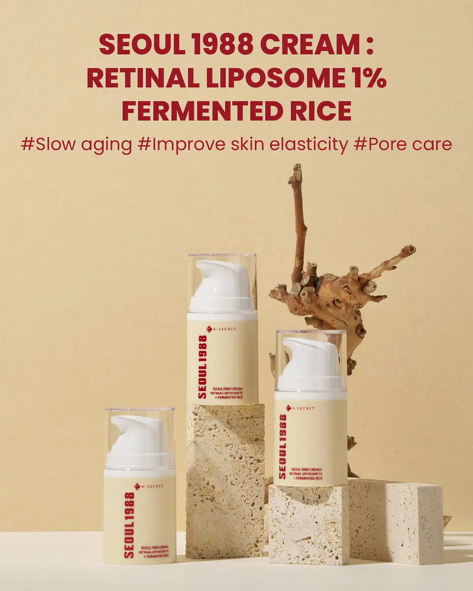 Seoul 1988 Cream : Retinal Liposome 1% + Fermented Rice  (K-Secret) - 50ml Crema antiedad y antimanchas con retinal y arroz 3