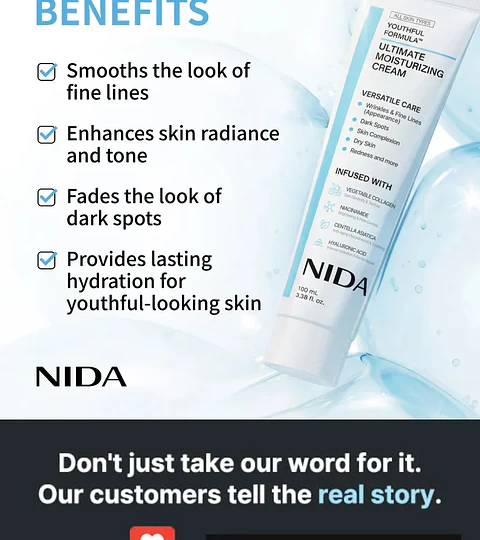 Youthful Formula™ Ultimate Moisturizing Cream (NIDA) - Crema antiedad con colágeno, péptidos, niacinamida y centella asiática
