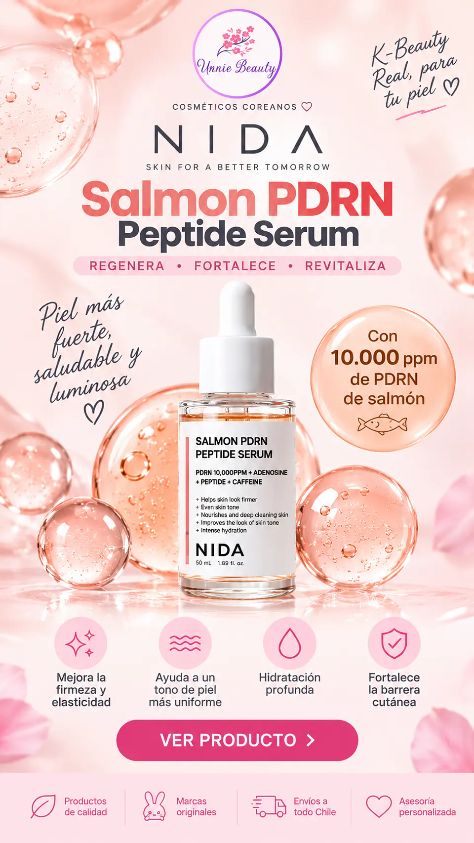 Salmon PDRN Peptide Serum (NIDA) -50ml  Serum antiedad con ADN de salmón y péptidos 6