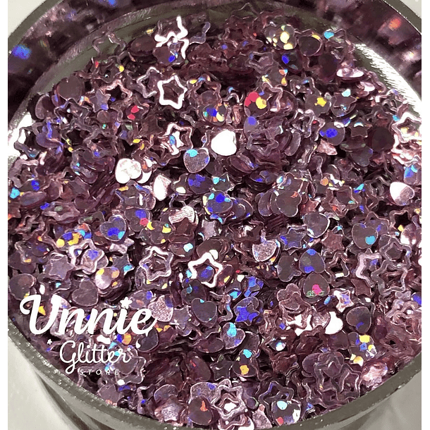 Glitter PVC metalizado Heart stars  