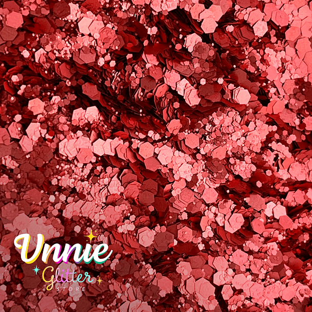 Glitter chunky RED satin 