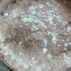 Glitter Chunky solid aurora White