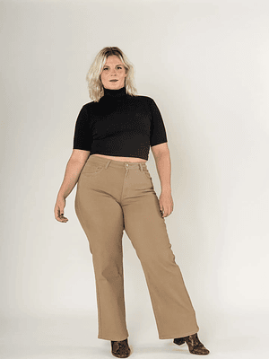 Plus Size Wide Flared Jeans Taupe