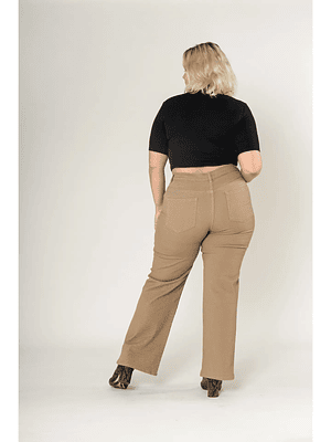 Plus Size Wide Flared Jeans Taupe