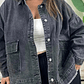 Curvy Denim Jacket with Rhinestones Black - thumbnail 1
