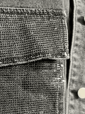 Curvy Denim Jacket with Rhinestones Black