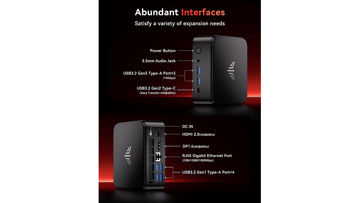 Mini PC AMD Ryzen 5 7430U | 16GB RAM | 512GB SSD 2