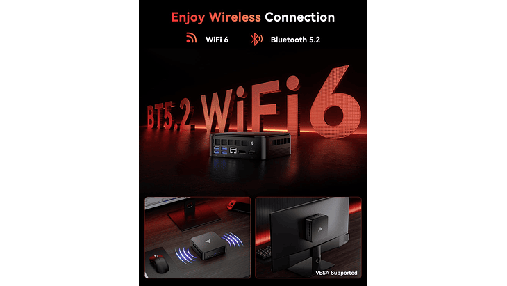 Mini PC AMD Ryzen 5 7430U | 16GB RAM | 512GB SSD 6