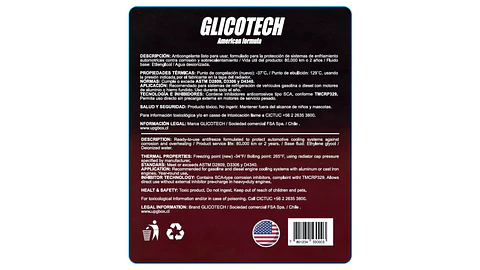 Coolant Rojo Glicotech 50/50 Refrigerante 5 Litros