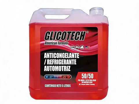 Anticongelante Glicotech Red 50/50 5L - Todo Tipo de Vehículos 