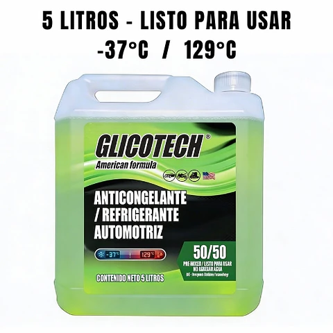 Coolant Verde Glicotech 50/50 Refrigerante 5 Litros