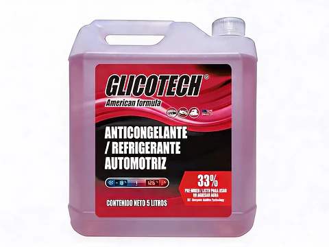 Coolant Rojo Glicotech 33% Liquido Refrigerante 5 Litros