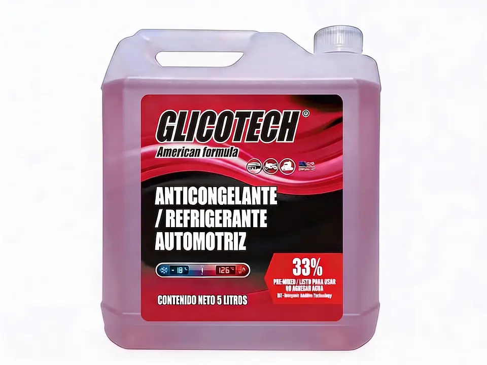 Coolant Rojo Glicotech 33% Liquido Refrigerante 5 Litros 1