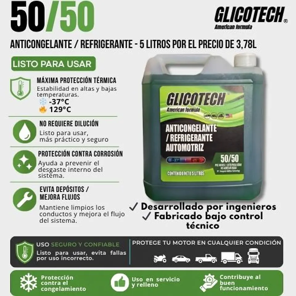 Refrigerante Verde Glicotech 50/50 5 Litros 2