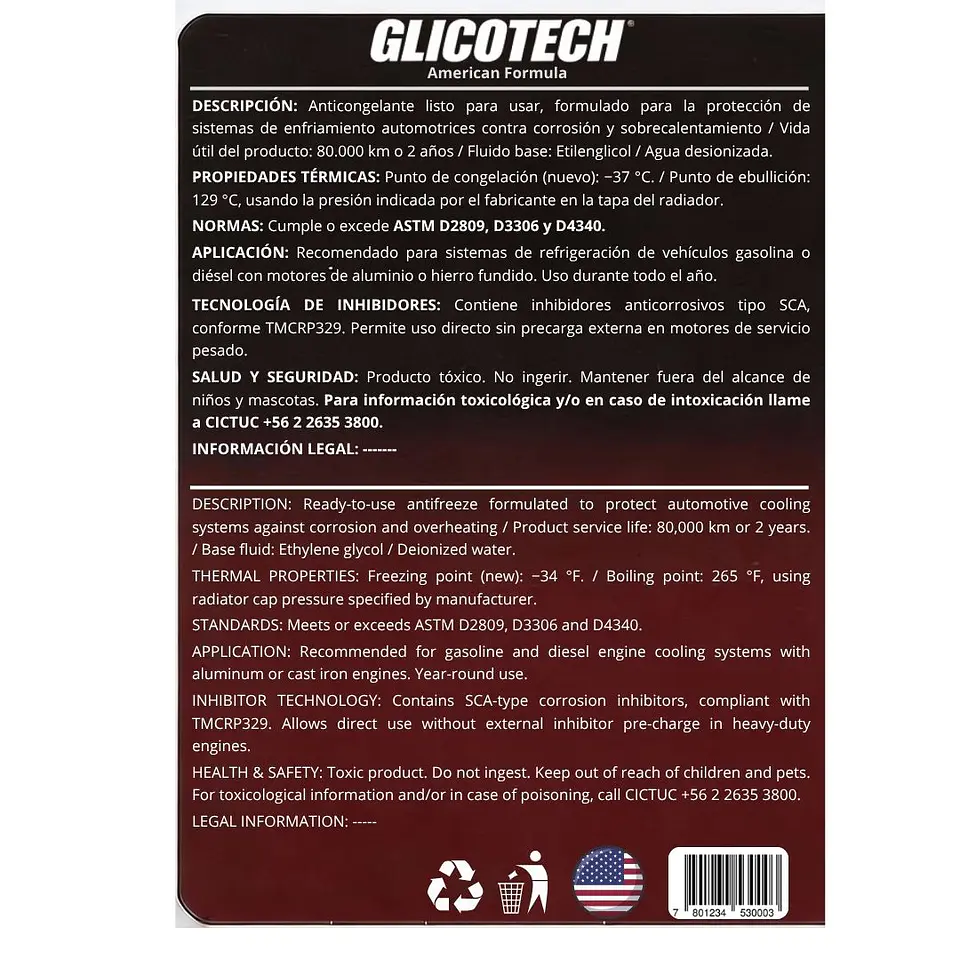 Refrigerante Rojo  50/50 Glicotech 5 Litros 3