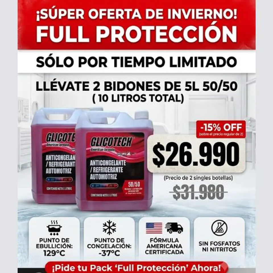 Pack 2x1 Refrigerante Rojo Glicotech 50/50 10 Litros 1