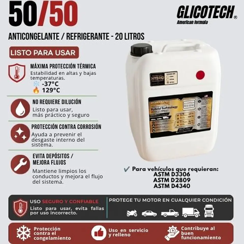 Refrigerante Rojo Glicotech 50/50 20 Litros 2