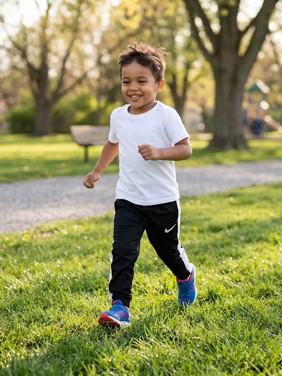 Pantalón Buzo Nike Dri-FIT Niño – Negro / Franjas Blancas / Talla S (4-5 años) 3