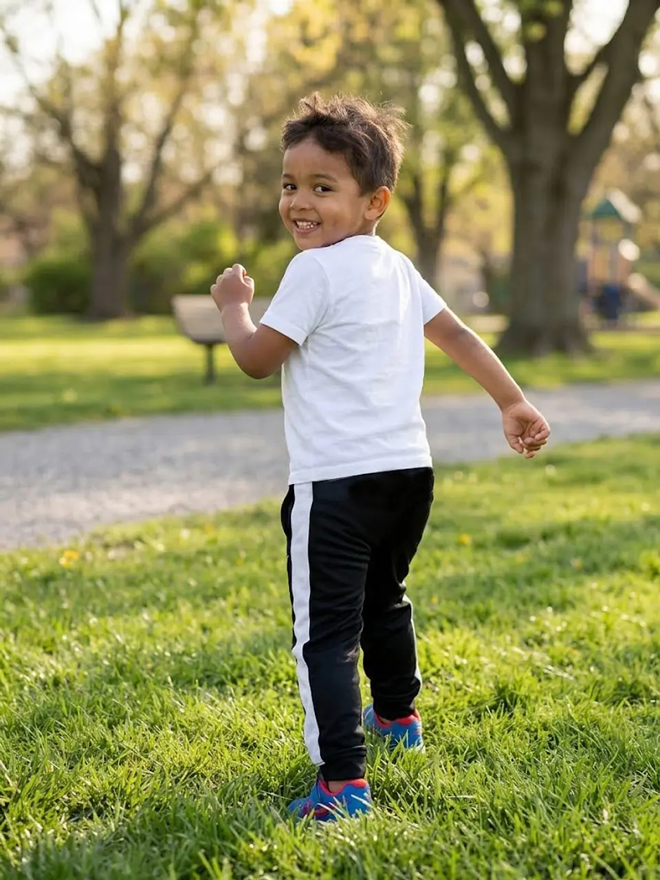 Pantalón Buzo Nike Dri-FIT Niño – Negro / Franjas Blancas / Talla S (4-5 años) 5