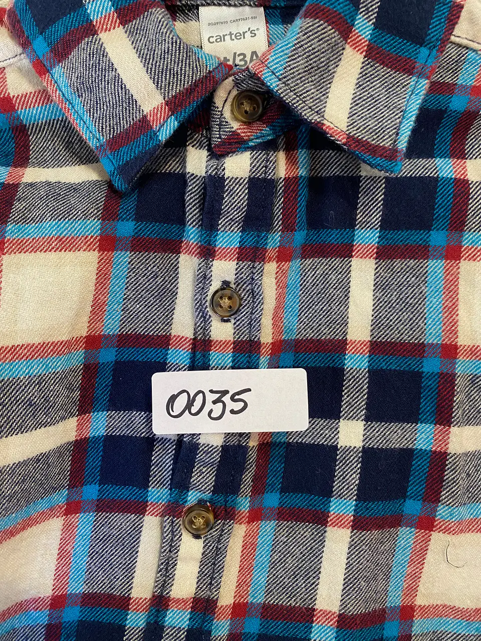Camisa de Franela Escocesa Carter's – Azul, Rojo y Crema (Talla 3T) 13